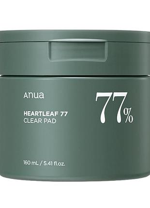 Отшелушивающие пэды с хауттюйнией и pha-кислотой anua heartleaf 77% clear pad 70 шт