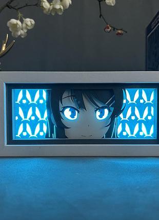Многослойный ночник лампа аниме mai sakurajima светильник маи сакурадзима rgb