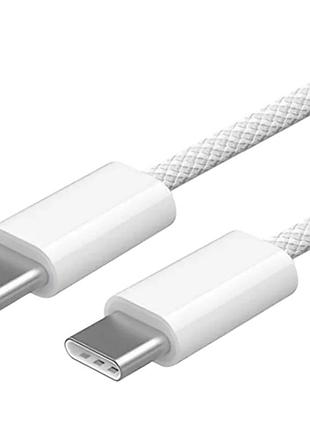 Кабель apple type-c - type-c 60w нейлоновый 1м для быстрой зарядки iphone 16 / pro / max white (muf72zm/a)