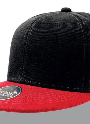 Кепка (реперка) atlantis snap back черная с красным козырьком