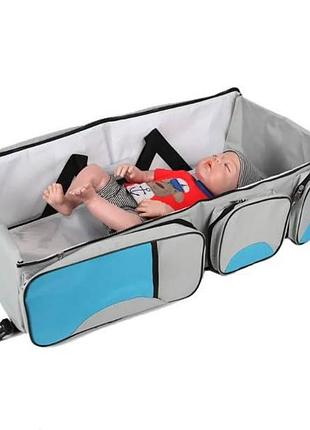 Сумка для мам многофункциональная, переноска-кровать для младенцев baby room серая top shop ua_