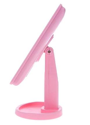 Настольное зеркало для макияжа mirror c led подсветкой 22 диода квадратное розовое top shop ua_