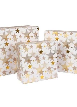 Коробка пакувальна подарункова зірки m-18 * 18 * 8.5см box-2383 біла з принтом top shop ua_