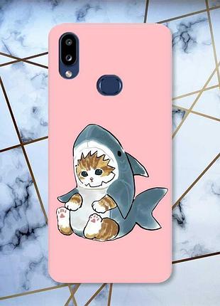 Матовый чехол с розовыми боками на samsung galaxy а10ѕ a107 :: котёнок (принт 120)