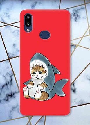 Матовый чехол с красными боками на samsung galaxy а10ѕ a107 :: котёнок (принт 120)