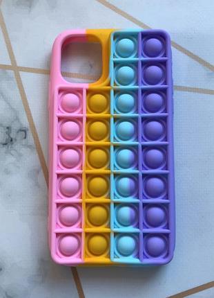 Силіконовий чохол поп іт антистрес поп-іт pop it для iphone 11 (6,1) попит рожево-фіолетовий (яскравий)