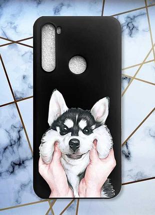 Матовый чехол с черными боками на xiaomi redmi note 8 :: мордочка (принт 121)
