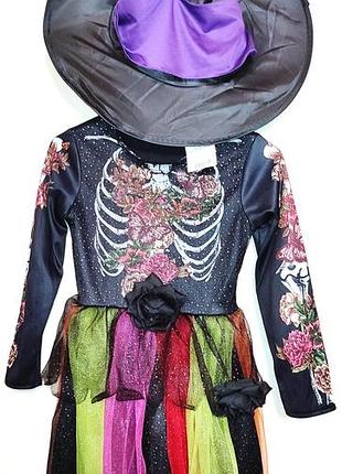 Карнавальный детский костюм_платье «маленькая ведьмочка (santa muerte)» в идеальном состоянии. размер: 6-7 лет, 116-122 / 32.