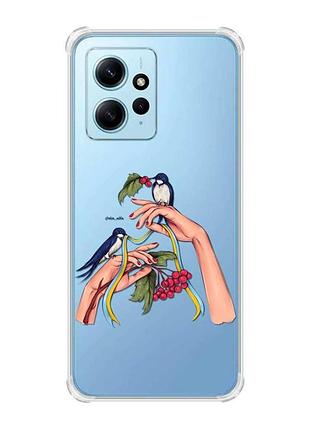 Чехол с утолщенными углами на xiaomi redmi note 12 4g :: ласточки (патриотический принт 15)
