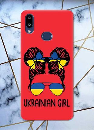 Матовый чехол с красными боками на samsung galaxy а10ѕ a107 :: украинская девушка (принт 113)