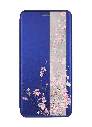 Чехол-книжка с рисунком для xiaomi redmi note 13 pro 4g синий :: сакура в цвету (принт 286)