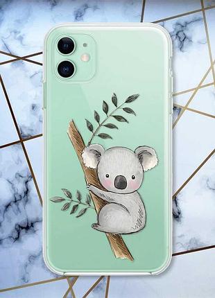 Прозрачный чехол на apple iphone 11 (6,1) :: коала (принт 132)