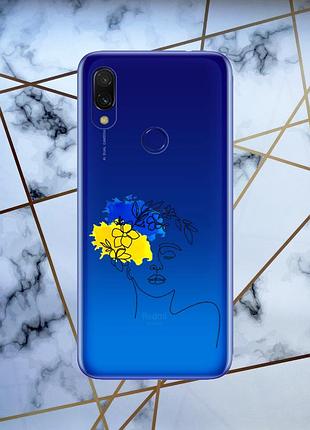 Прозорий чохол для xiaomi redmi note 7 з об'ємним друком "українка арт" принт 3