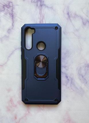 Силиконовый чехол hard defence series с кольцом-подставкой для xiaomi redmi note 8 синий