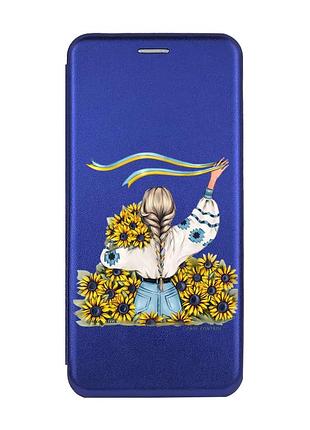 Чехол-книжка с рисунком для xiaomi redmi note 12 синий :: девушка с лентой (принт 25)