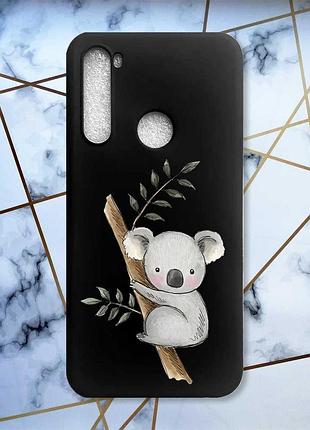 Матовый чехол с черными боками на xiaomi redmi note 8 :: коала (принт 132)