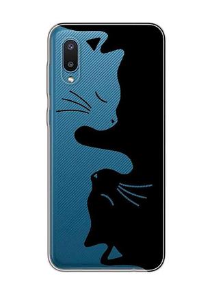 Прозрачный чехол на samsung galaxy a02 / a022 (2021) кошечки (принт 118)