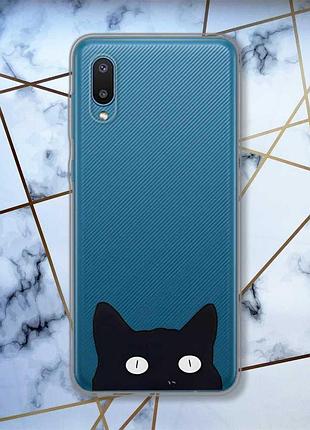 Прозрачный чехол на samsung galaxy a02 / a022 (2021) :: кошечка (принт 119)