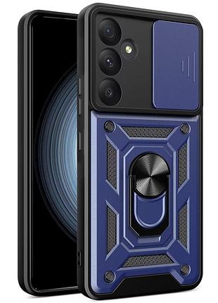 Чехол fiji camera defence для samsung galaxy a55 5g (a556) бампер с защитой камеры и подставкой dark blue