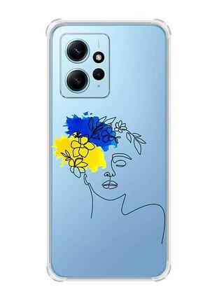 Чехол с утолщенными углами на xiaomi redmi note 12 4g :: украинка арт (принт 3)