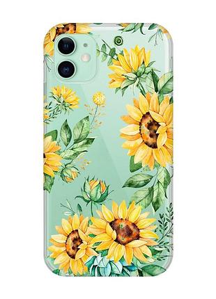 Прозрачный чехол на apple iphone 11 (6,1) :: подсолнухи (принт 288)