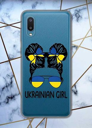 Прозрачный чехол на samsung galaxy a02 / a022 (2021) :: украинская девушка (принт 113)