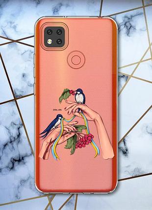 Прозрачный чехол на xiaomi redmi 9c :: ласточки (принт 15)