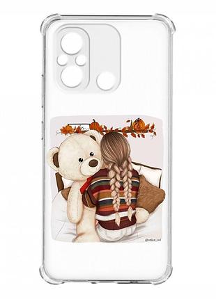 Чехол с утолщёнными углами на xiaomi redmi 12c :: девочка с мишкой (принт 117)