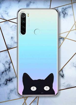 Прозорий чохол на xiaomi redmi note 8 дизайн котик принт 119
