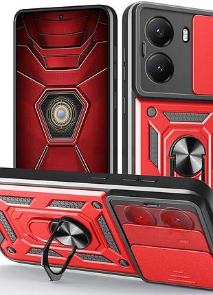 Чехол fiji camera defence для poco x7 pro бампер с защитой камеры и подставкой red