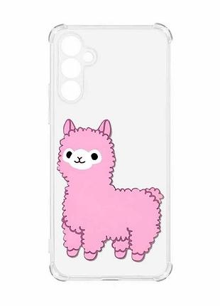 Чохол з потовщеними кутами на samsung galaxy a55 (a556) :: лама рожева (принт 100)