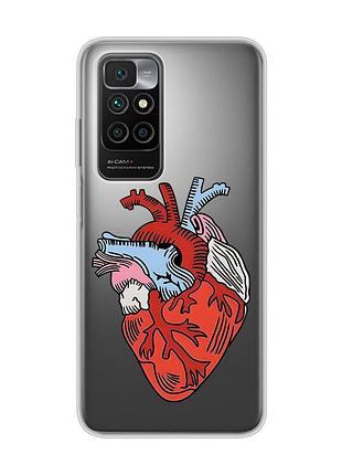 Прозрачный чехол для xiaomi redmi 10 :: сердце анатомическое (принт 250)