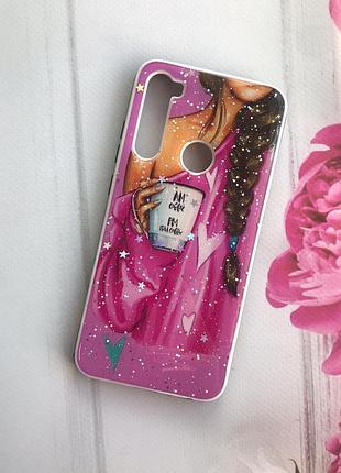 Чохол з принтом для xiaomi redmi note 8 дівчина з кавою