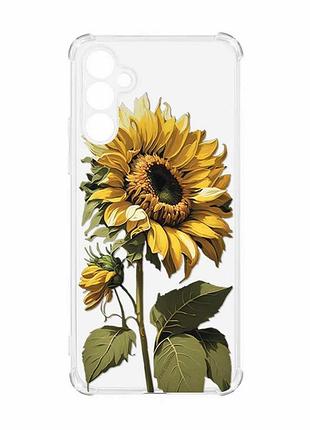 Чехол с утолщенными углами на samsung galaxy a55 (a556) :: подсолнечник (принт 274)