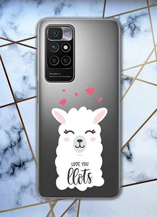 Прозрачный чехол для xiaomi redmi 10 :: лама (принт 94)