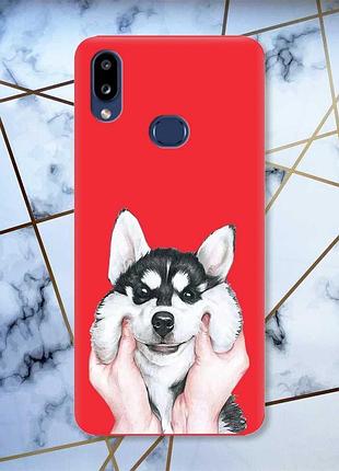 Матовий чохол з червоними боками на samsung galaxy а10ѕ a107 :: мордочка принт 121