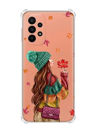 Чохол з потовщеними кутами на samsung galaxy a23 :: дівчина з листям (принт 221)