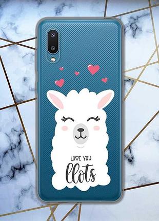 Прозрачный чехол на samsung galaxy a02 / a022 (2021) :: лама (принт 94)