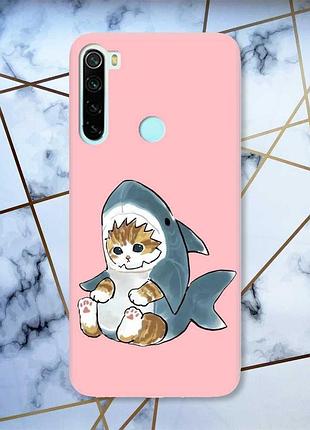Матовий чохол з рожевими боками на xiaomi redmi note 8 кошеня принт 120