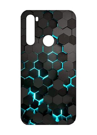 Матовый чехол с черными боками на xiaomi redmi note 8 :: соты 3d (принт 357)