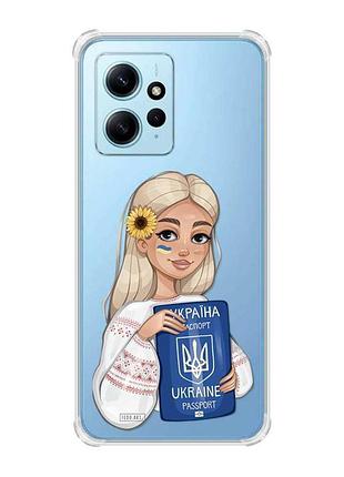 Чехол с утолщенными углами на xiaomi redmi note 12 4g :: девушка с паспортом (принт 13)