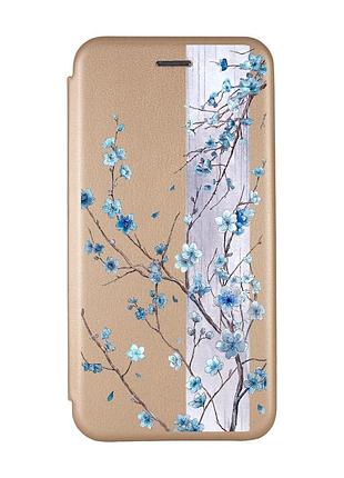 Чехол-книжка золотой с рисунком на xiaomi redmi note 7/7 pro цветущая сакура (принт 422)