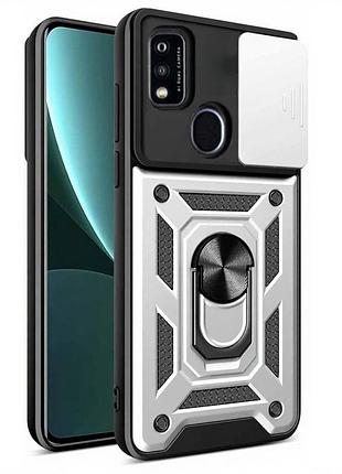 Чохол fiji camera defence для zte blade a51 бампер із захистом камери та підставкою silver