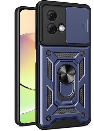 Чехол fiji camera defence для motorola g84 (xt2347) бампер с защитой камеры и подставкой dark blue