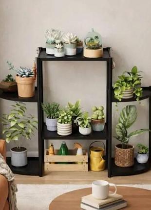 Полиця-стелаж підлогова для квітів на 6 полиць чорна top shop ua_