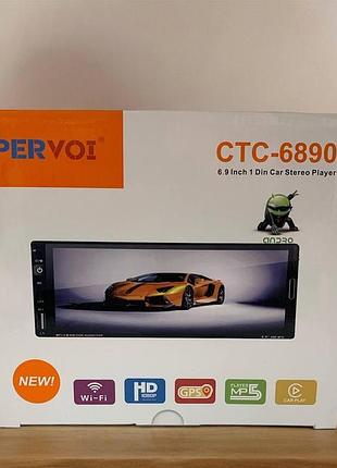Автомагнітола pervoi ctc-6890 андройд 13 1din 6.9inch car stereo player