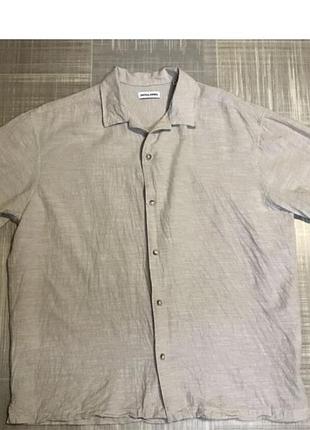 Jack&jones 💙чоловічий одяг/бежева  сорочка з короткими рукавами💛42/xl/50