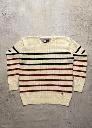 Оригінальний чоловічий вінтажний вʼязаний светр tommy hilfiger в ідеальному стані розмір xl