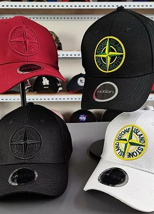 Кепка stone island чорна | бейсболка унісекс | стильна кепка стон исланд чорного кольору