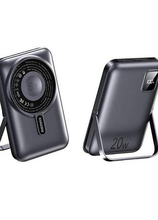 Power bank remax rpp-695 10000 mah зі швидкою зарядкою 22.5w / бездротовою зарядкою magsafe, дисплеєм та підставкою повербанк blue